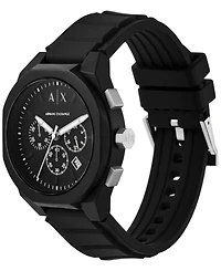 A|X Armani Exchange Men's Sync Chronograph Black Silicone Watch 44mm