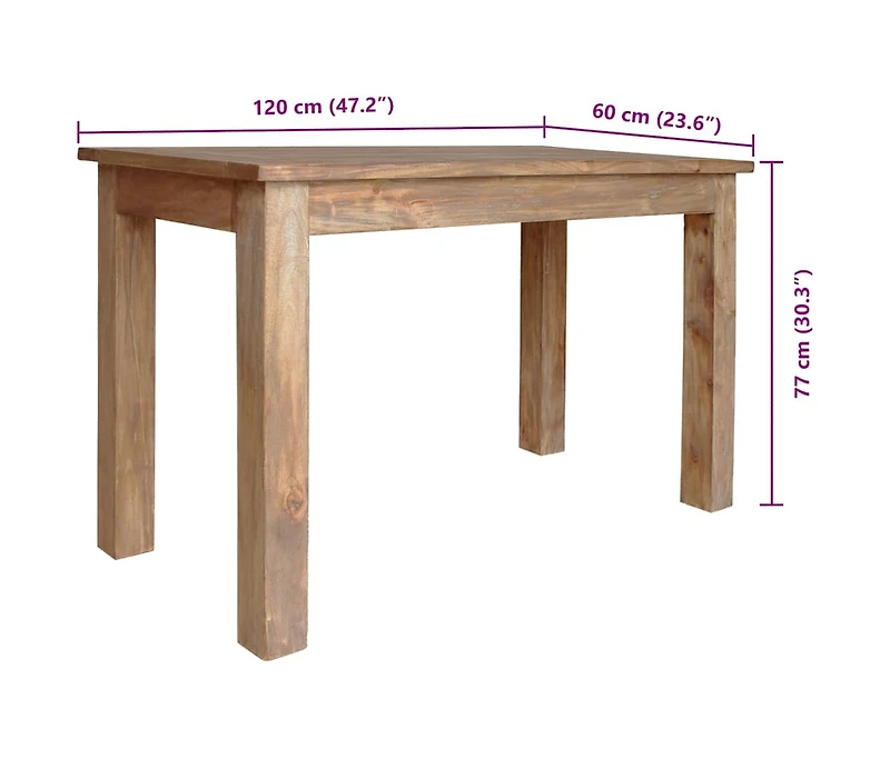 vidaXL Dining Table Solid Mahogany Wood 47.2"x23.6"x30.3"