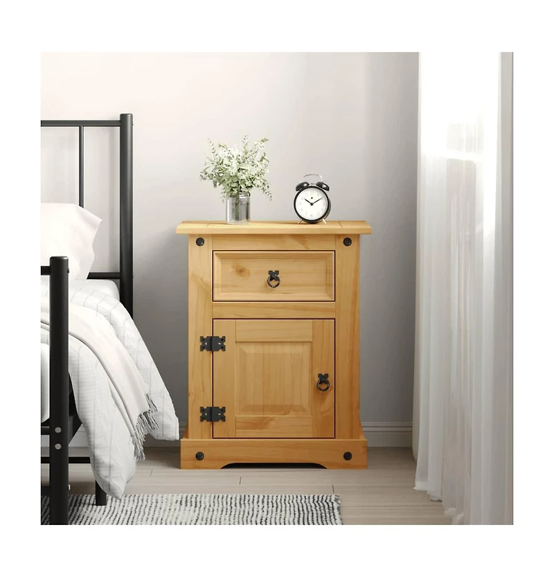 Bedside Cabinet Brown Solid pinewood Medium Bedside Cabinet