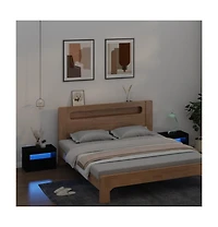 Bedside Cabinets 2 pcs with LEDs Black 23.6"x13.8"x15.7"