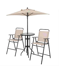 Sugift 4 Pieces Outdoor Bar Set with Umbrella