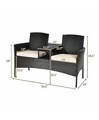 Patented Modern Patio Set with Built-in Coffee Table and Cushions