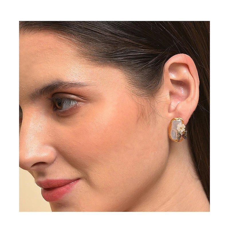 Sohi Women's White Butterfly Stud Earrings