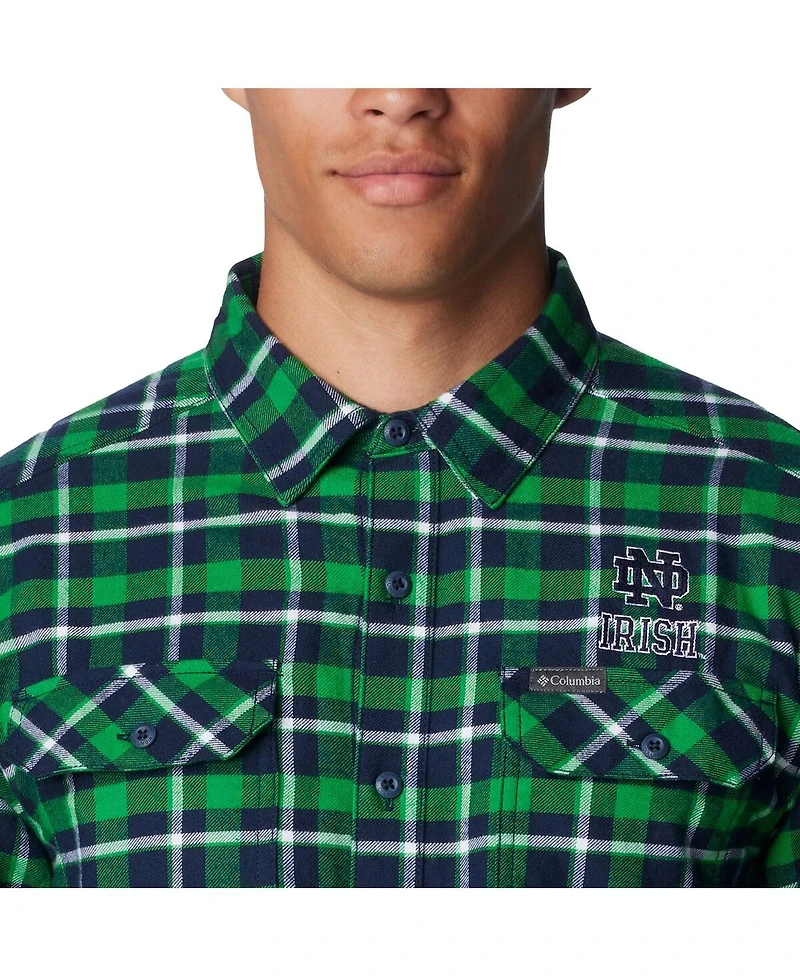 Men's Columbia Green Notre Dame Fighting Irish Flare Gun Flannel Long Sleeve Shirt