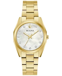 Bulova Women's Surveyor Diamond (1/20 ct. t.w.) Gold-Tone Stainless Steel Bracelet Watch 31mm
