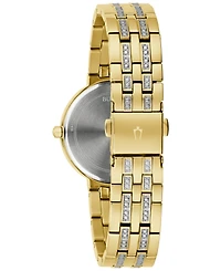 Bulova Women's Classic Crystal Gold-Tone Stainless Steel Bracelet Watch 30mm Gift Set