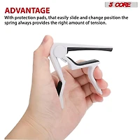5Core Capo Acoustic Electric Guitar 6 String Kapo Clip For Banjo Mandolin Ukulele - Capo Wh 1Pc