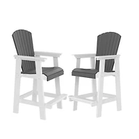 Streamdale Hdpe Bar Chair, White + Gray, Set Of 2