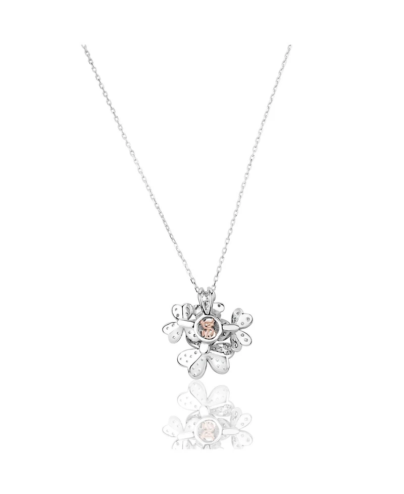 Suzy Levian New York Suzy Levian Sterling Silver Cubic Zirconia Multi Flower Cluster Pendant Necklace