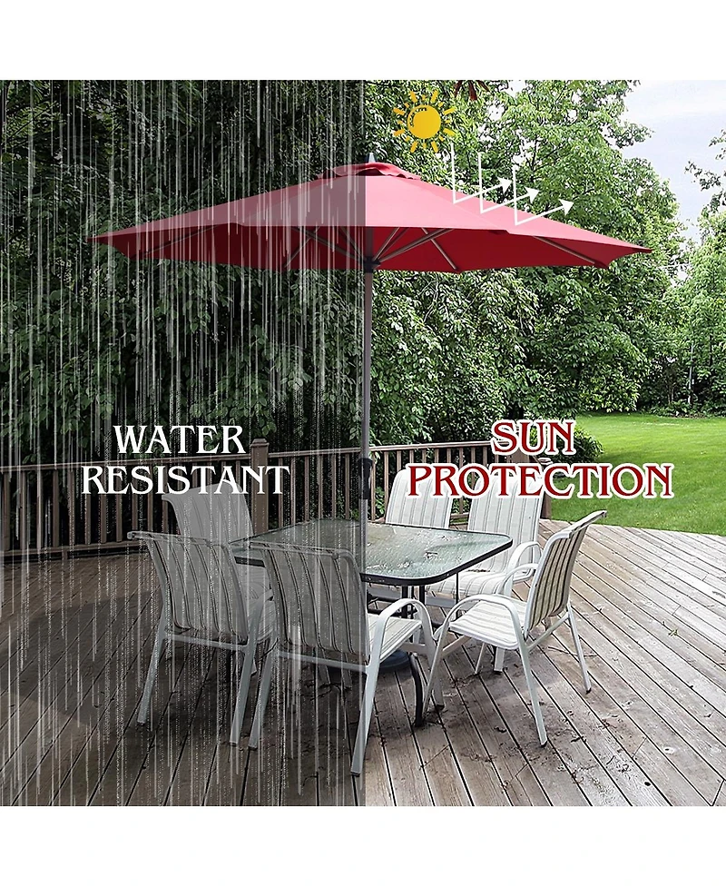9 Feet Patio Outdoor Market Umbrella with Aluminum Pole without Weight Base