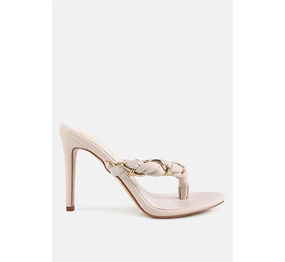 Womens Melodrama Stiletto Heel Braided Thong Sandals