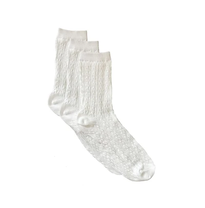 Stems Three Pack Cable Knit Crew Socks