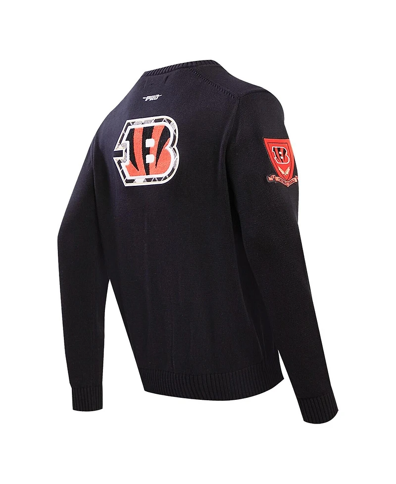 Men's Pro Standard Black Cincinnati Bengals Prep Button-Up Cardigan Sweater