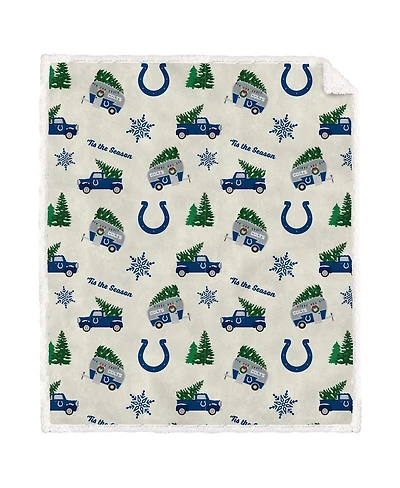 Pegasus Indianapolis Colts Holiday Truck Repeat 50" x 60" Sherpa Flannel Fleece Blanket