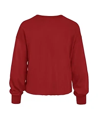 Women's '47 Brand Scarlet Distressed Ohio State Buckeyes Bottom Line Parkway Long Sleeve High Waist T-shirt