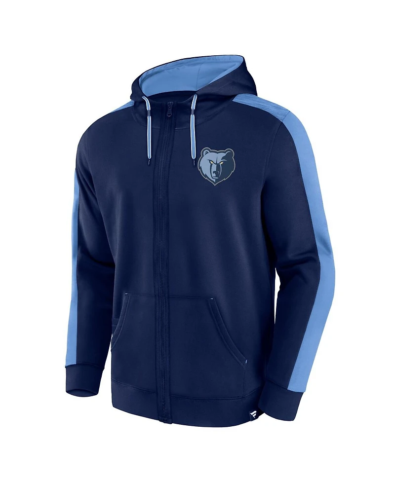 Men's Fanatics Navy Memphis Grizzlies Rainbow Shot Full-Zip Hoodie