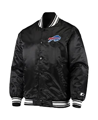 Men's Starter Black Buffalo Bills Locker Room Satin Varsity Full-Snap Jacket