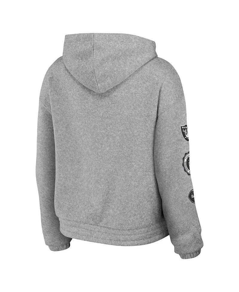 Women's Wear by Erin Andrews Heather Gray Las Vegas Raiders Full-Zip Hoodie