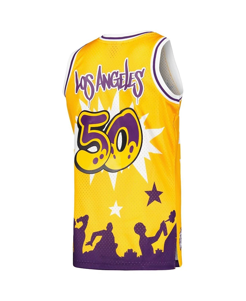 Men's Mitchell & Ness x Tats Cru Gold Los Angeles Lakers Hardwood Classics Fashion Jersey