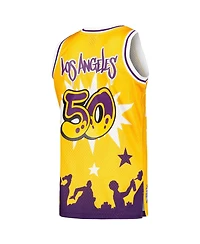 Men's Mitchell & Ness x Tats Cru Gold Los Angeles Lakers Hardwood Classics Fashion Jersey