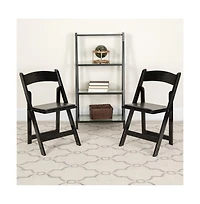 2 Pack Wedding Party Event Wood Folding Chair With Vinyl Padded Seat