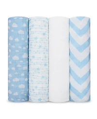 Comfy Cubs Muslin Swaddle Blankets, Pack of 4