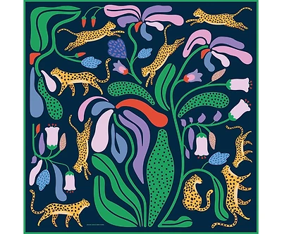 Jessie Zhao New York Double Sided Silk Scarf Of Jungle Night