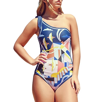 Jessie Zhao New York Dream Like Reversible One-Shoulder One-Piece Swimsuit