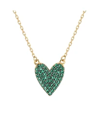 Suzy Levian Sterling Silver Cubic Zirconia Pave Solid Heart Necklace