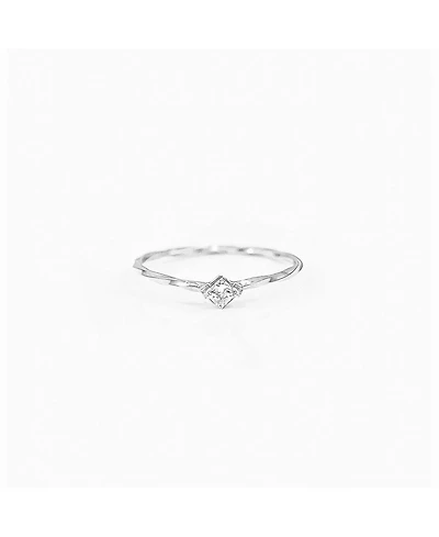 Thin Crystal Solitaire Ring, Lightweight Essential, Minimalist Band
