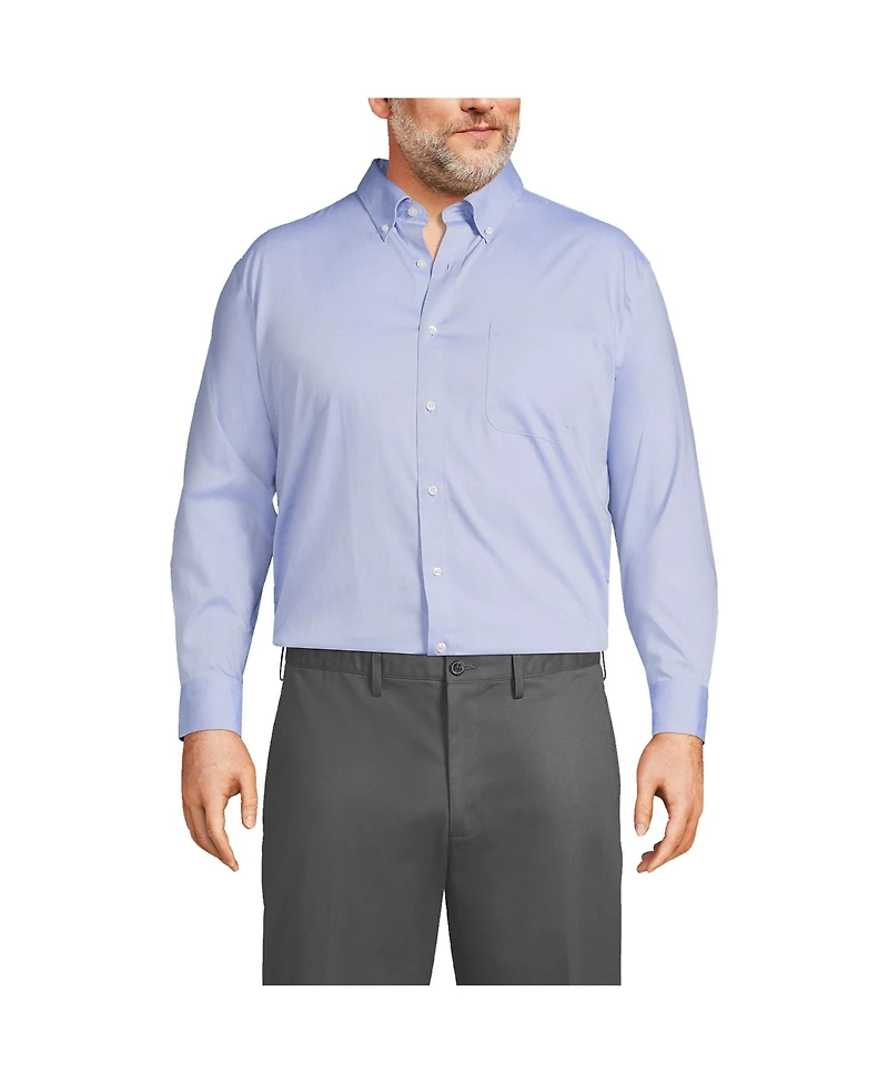 Lands' End Men's Traditional Fit Solid No Iron Supima Pinpoint Button-down Collar Dress Shirt