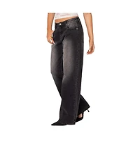 Edikted Womens Magda Low Rise Acid Wash Jeans