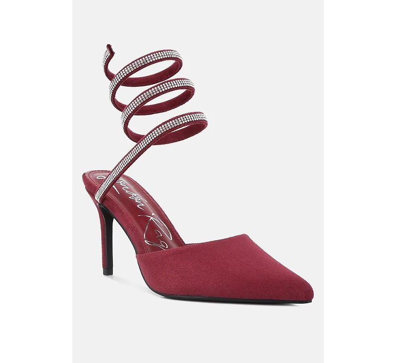 Womens elvira rhinestone embellished strap up sandals