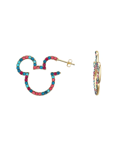 Disney Multi Color Crystal Mickey Mouse Hoop Earrings