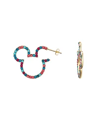 Disney Multi Color Crystal Mickey Mouse Hoop Earrings