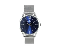 Peugeot Men's 40mm Blue Dial Slim Case Stainless Steel Mesh Watch