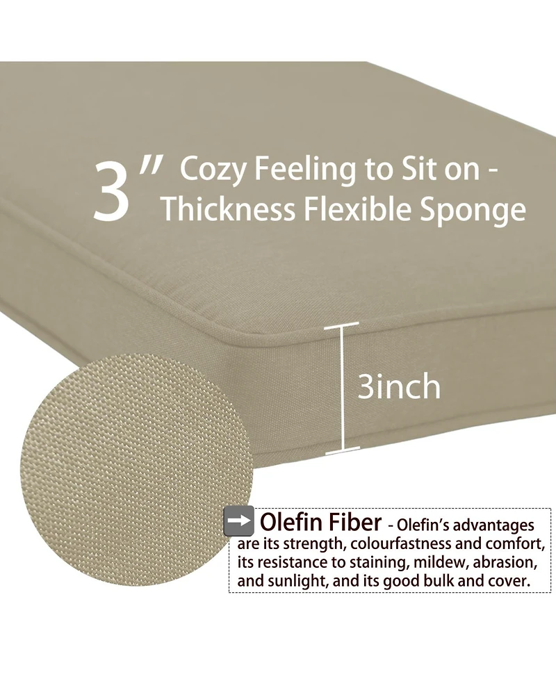 Aoodor Patio Bench Cushion Outdoor Olefin Fabric Slipcover Sponge Foam 46.5” x 17.7” x 3