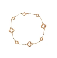 Suzy Levian Sterling Silver Cubic Zirconia Clover and Circle Station Bracelet