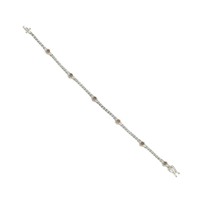 Suzy Levian Sterling Silver Brown and White Cubic Zirconia Tennis Bracelet