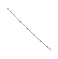 Suzy Levian Sterling Silver Brown and White Cubic Zirconia Tennis Bracelet