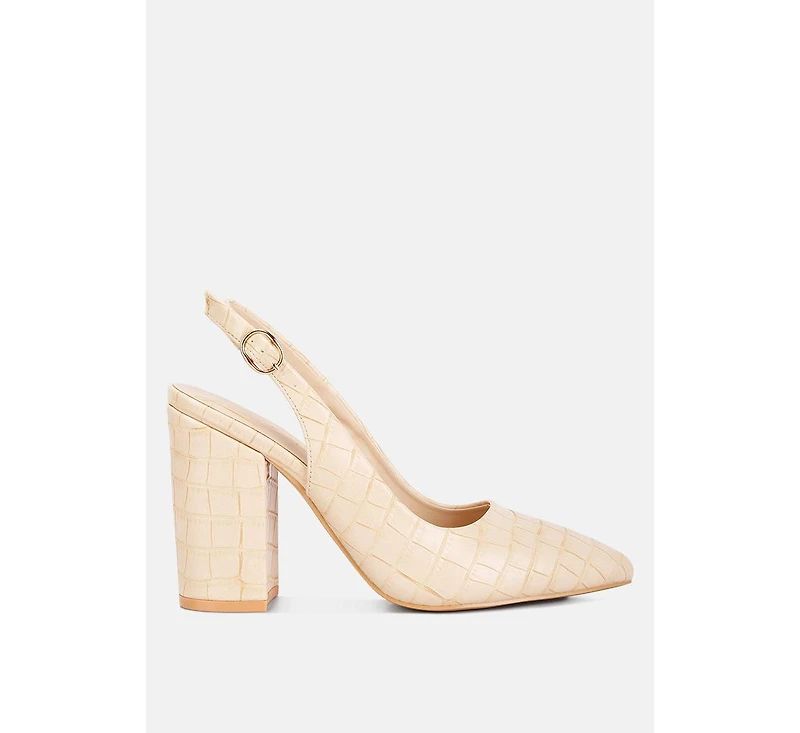 Womens macha croctexture sling back heels