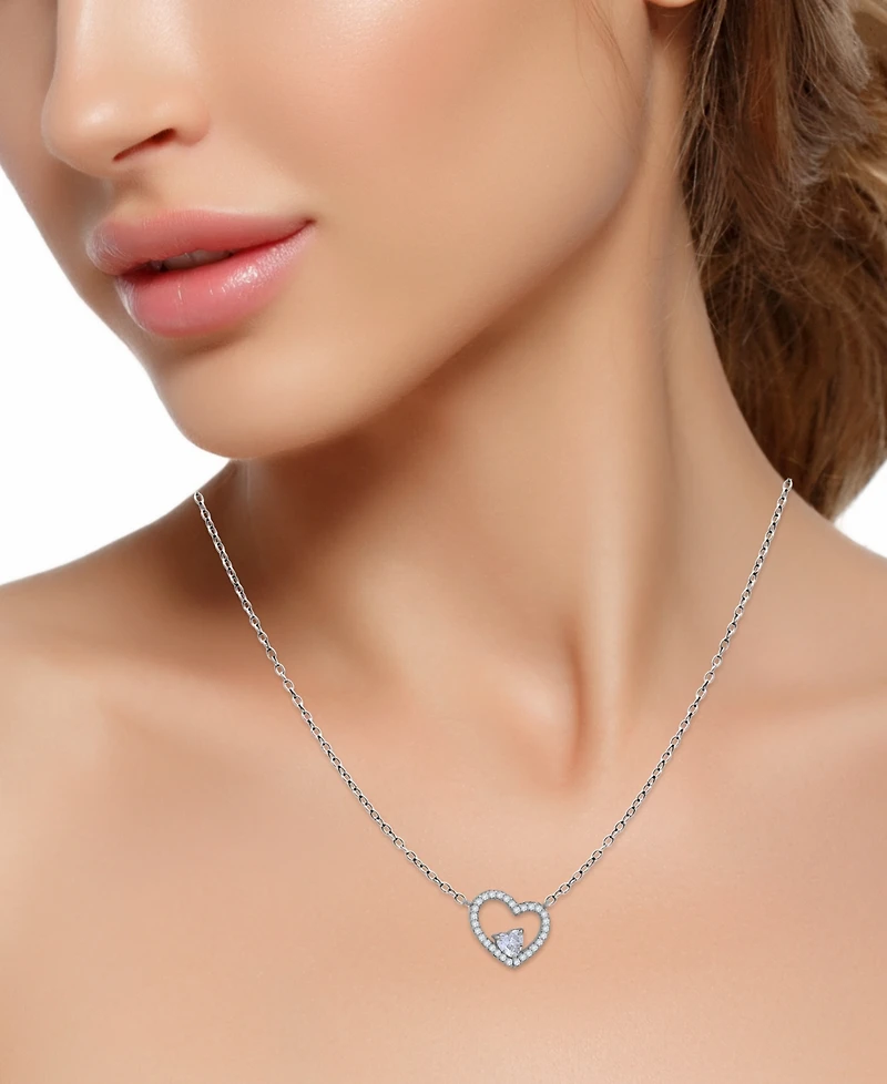 Giani Bernini 2-Pc. Set Cubic Zirconia Heart Pendant Necklace & Solitaire Stud Earrings, Created for Macy's