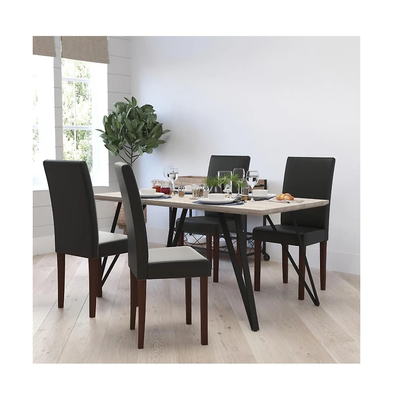 Merrick Lane Ellison Mid-Century Panel Back Parsons Accent Dining Chair - Set Of 4