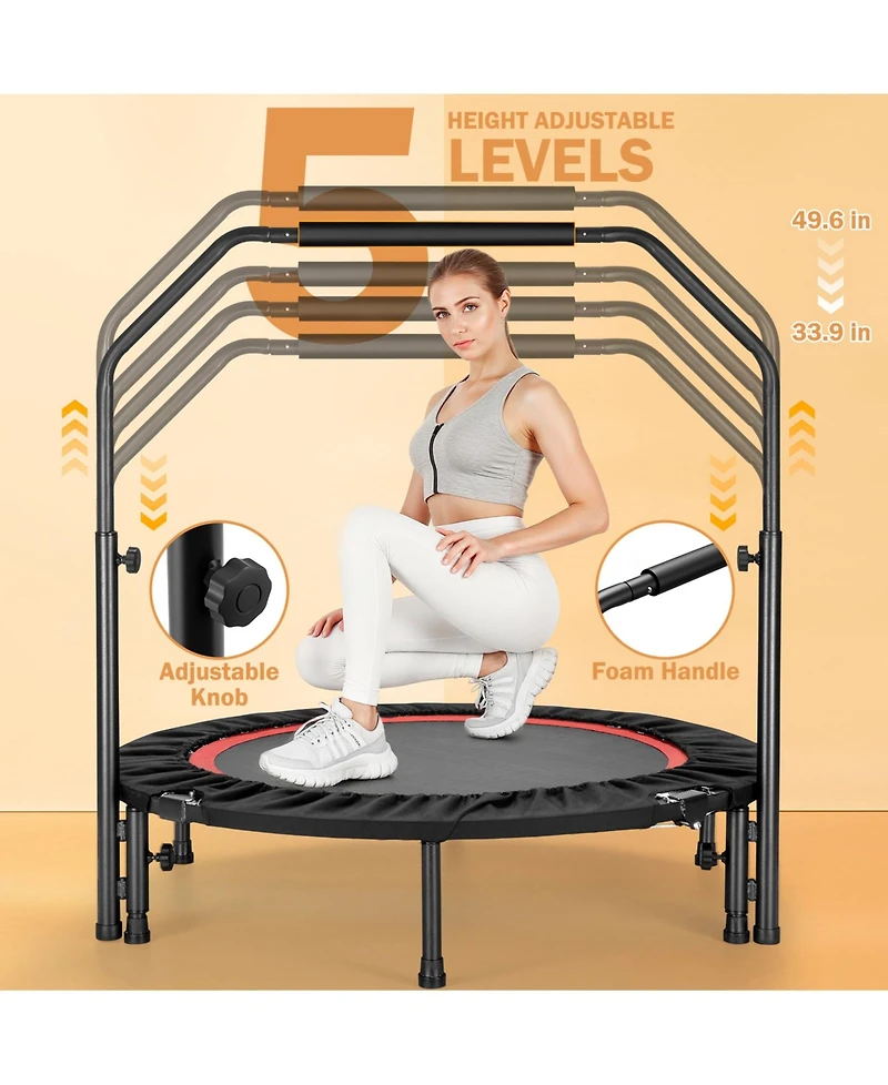 40" Fitness Trampoline with Adjustable Handle and Resistance Bands