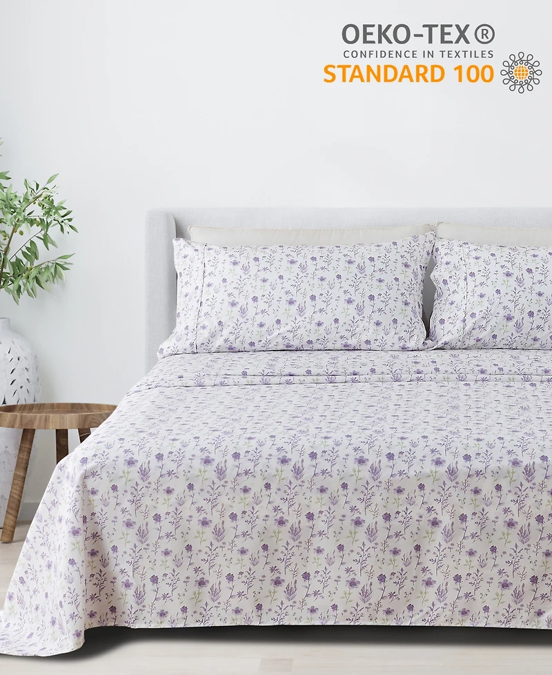 Premium Comforts Floral Printed Microfiber 4-Pc. Sheet Set, Queen