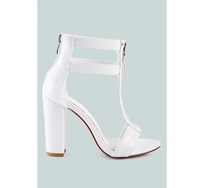 Womens Felicity Zip Up Block Heel Sandals