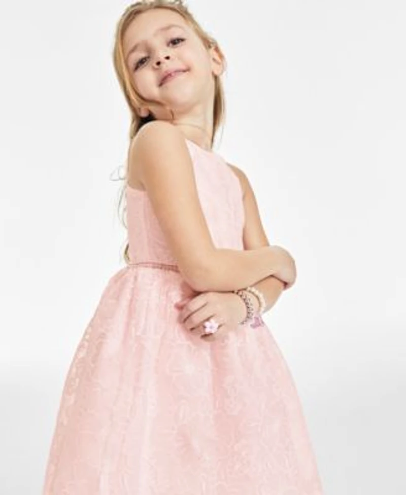 Rare Editions Toddler Little Big Girls Floral Organza Social Dress Big Girls Imitation Pearl Embellished Cardigan Created For Macys
