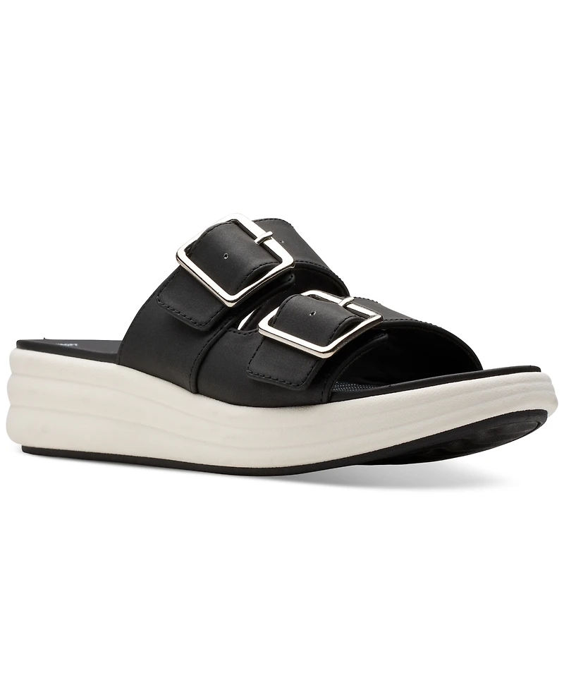 Clarks Women's Drift Buckle Slip-On Slide Wedge Sandals