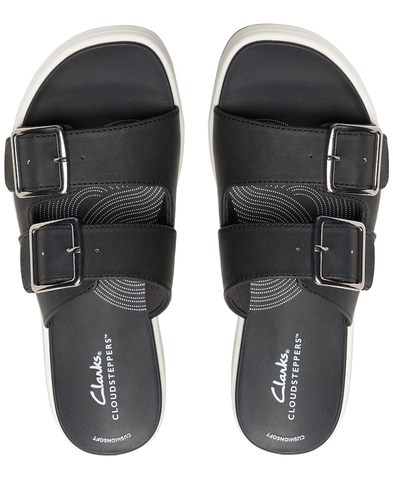 Clarks Women's Drift Buckle Slip-On Slide Wedge Sandals