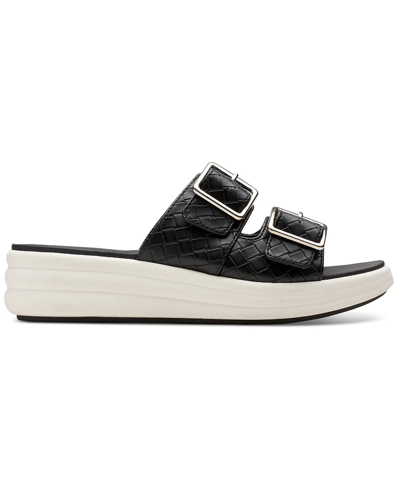 Clarks Women's Drift Buckle Slip-On Slide Wedge Sandals